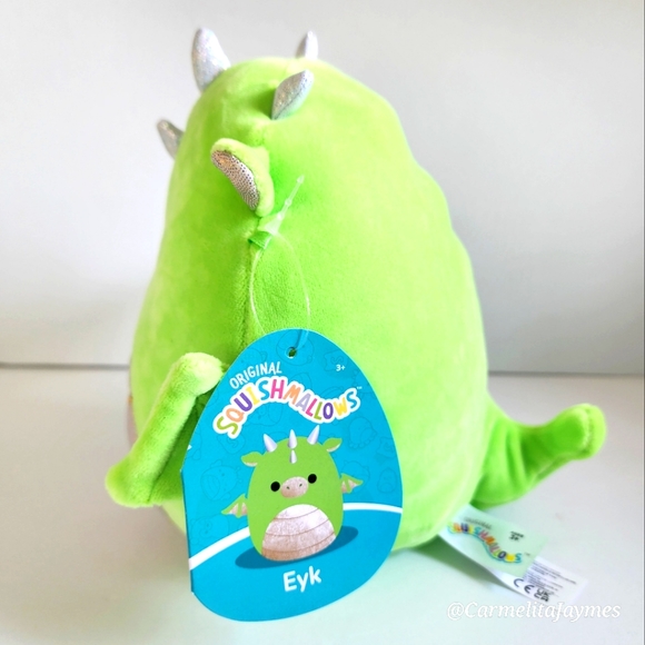 EYK 🐉Bright Green & Glitter Gold Dragon Original Squishmallow by Kelly Toy NWT - Picture 2 of 7